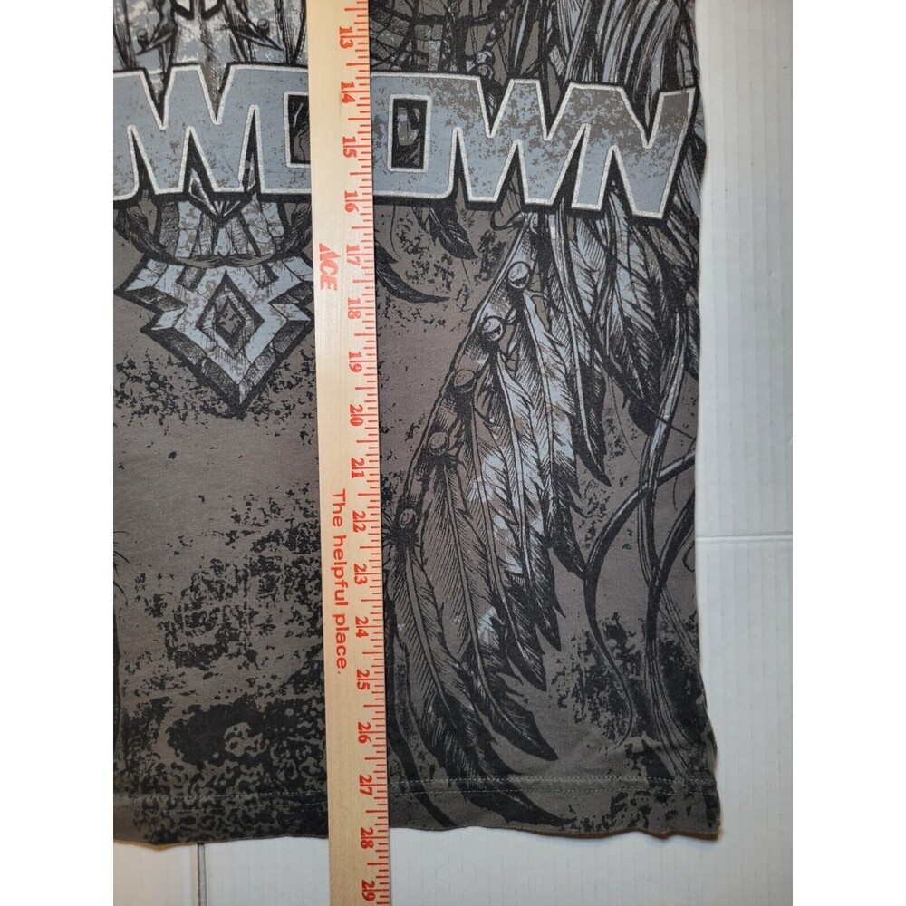 Throwdown Premium Double Skull Aztec Feathered Headdress AOP Mens L Logo Cross - Picture 6 of 6